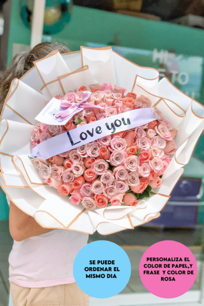 Ramo 100 rosas con liston