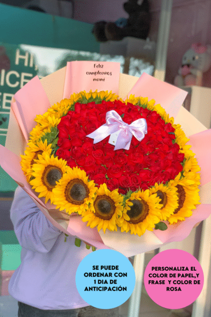 Ramo Marli 100 rosas y 20 girasoles