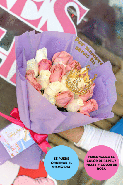Ramo 24 rosas con corona