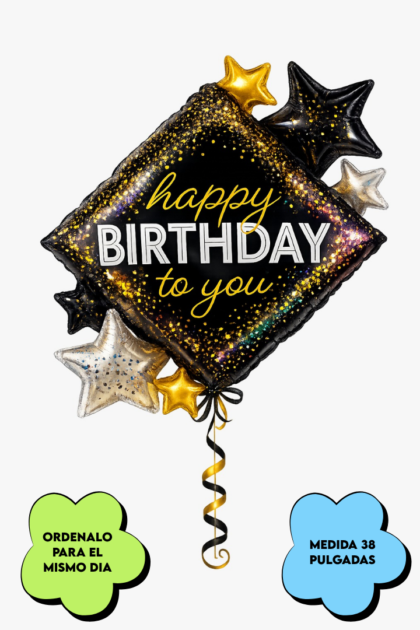 Globo Happy Birthday Negro (Grande)