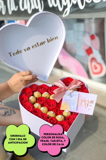 Box corazon mediano con ferreros