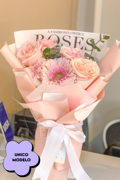 Ramo rosa y lisianthus